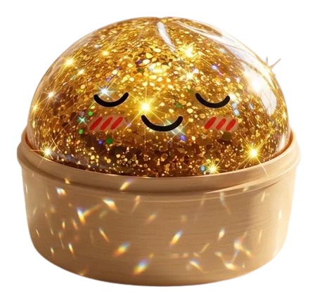Glittrig dumpling i plysch i en vävd ångkorg